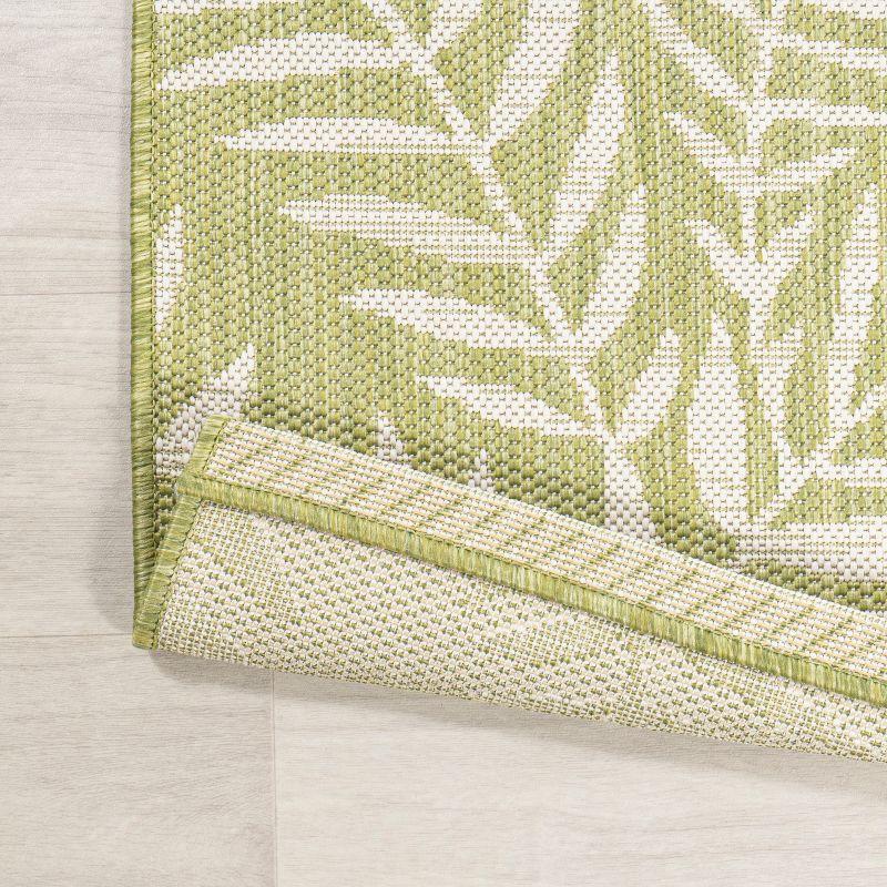 2' x 10' Nevis Palm Frond Indoor/Outdoor Runner Rug, Green/Cream - JONATHAN Y
