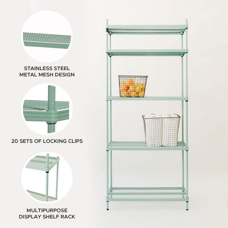 Design Ideas MeshWorks 5 Tier Metal Storage Shelving Unit Rack Bookshelf