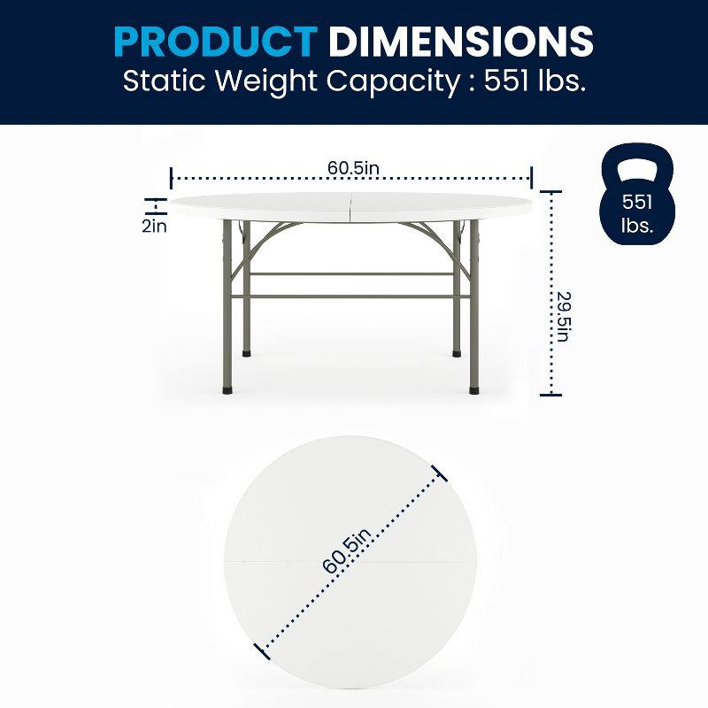 Noah Round Bi-Fold Plastic Folding Event Table with Carrying Handle