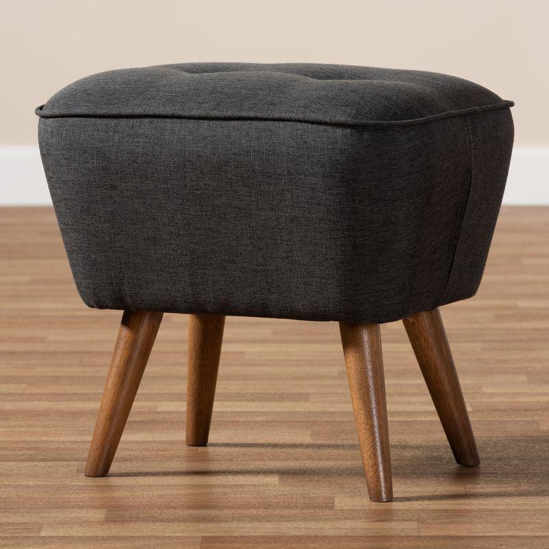 Petronelle Walnut Finished Wood Ottoman Dark Gray - Baxton Studio