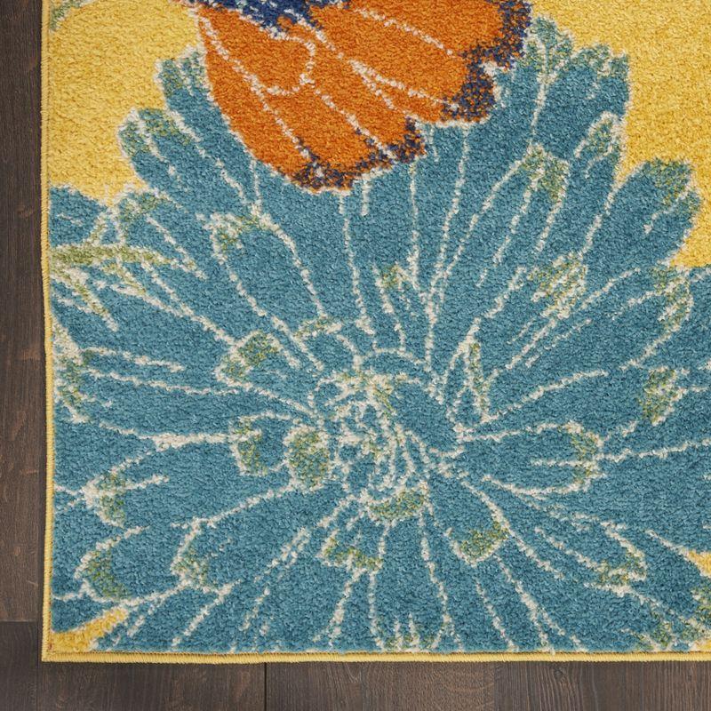 Blossom Breeze 8' x 10' Yellow Floral Synthetic Area Rug