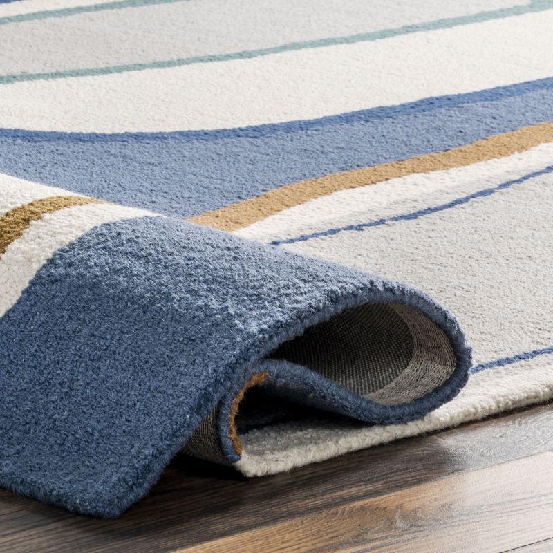 Nuloom Terica Abstract 4x6 Wool Indoor Area Rug for Living Room Bedroom Dining Room Kitchen, Blue/Ivory