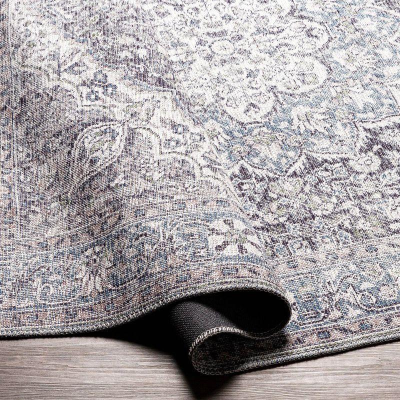 Livabliss 2'7"x10' Colin Traditional Machine Washable Rug Light Blue: Flat Pile, Pet Friendly, Indoor Use