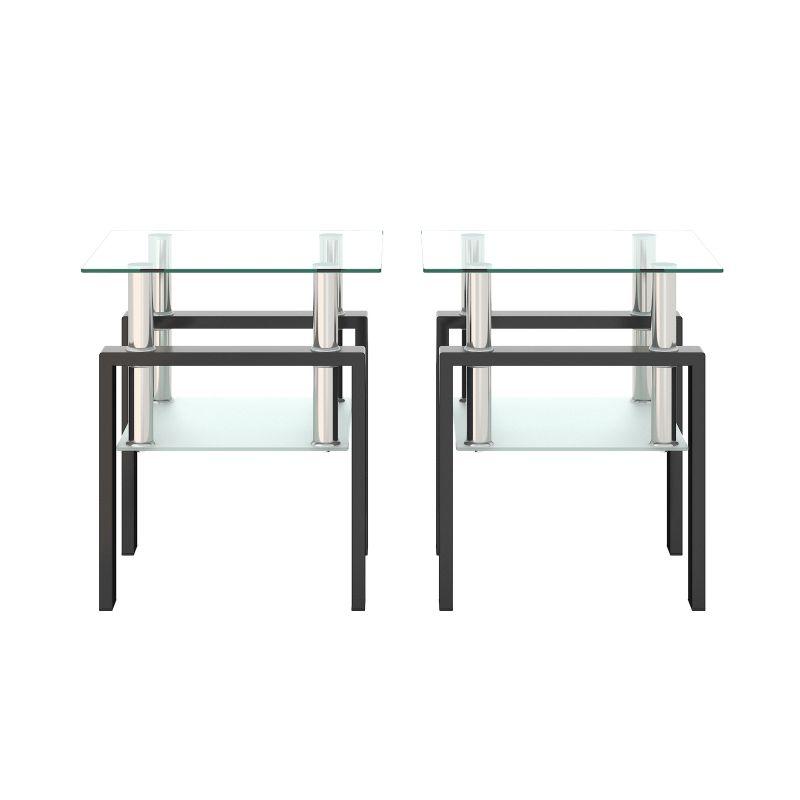 Set of 2, Modern Tempered Glass End Table - ModernLuxe