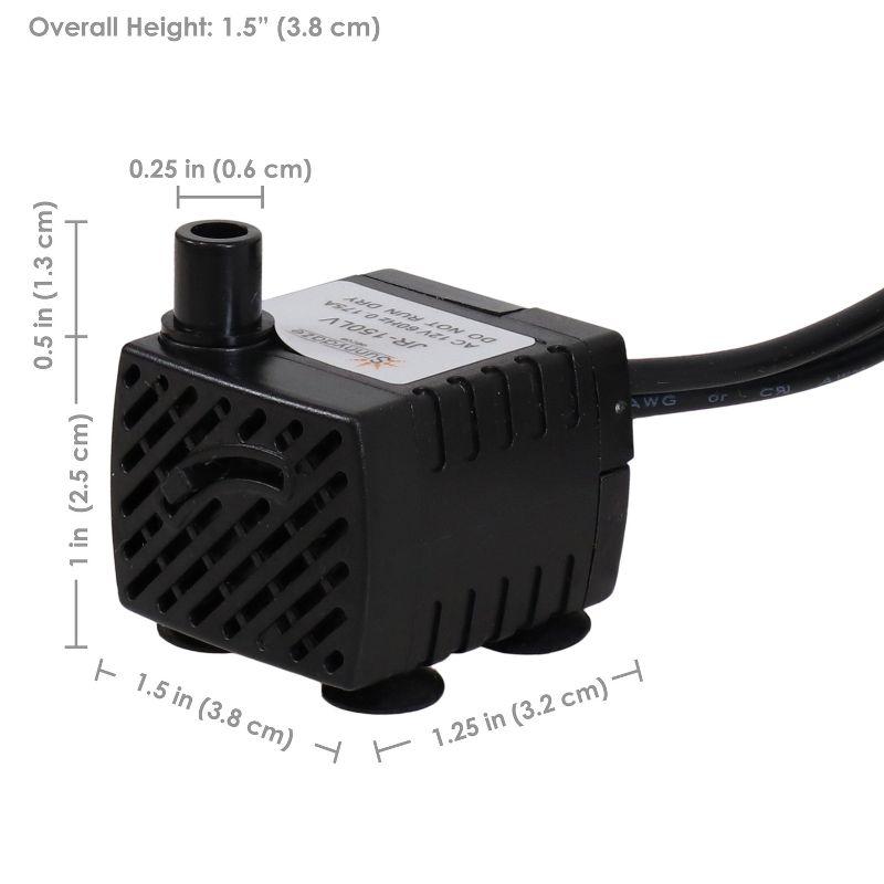Sunnydaze Indoor/Outdoor Small Fountain or Aquarium Pump with LED Light Ring and Transformer - 40 GPH - 12 Volts