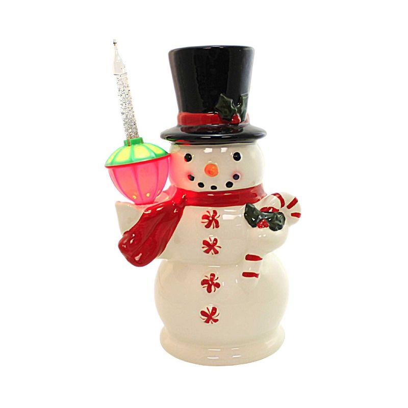 9.0 Inch Snowman With Bubble Light Candy Cane Figurines