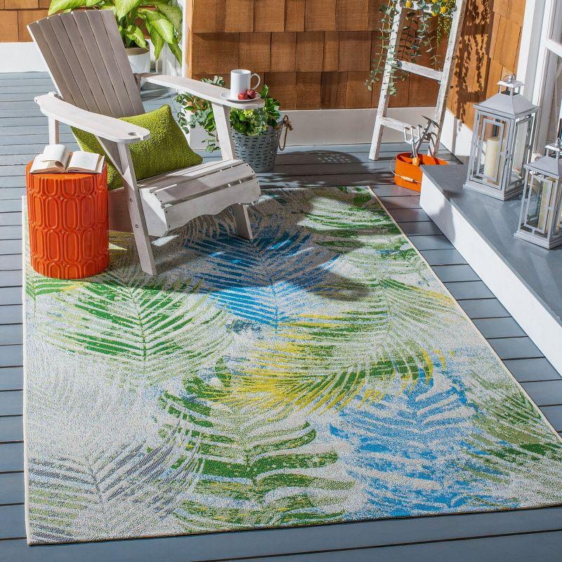 Summer Green and Gray Botanical Indoor/Outdoor Rug 4' x 6'