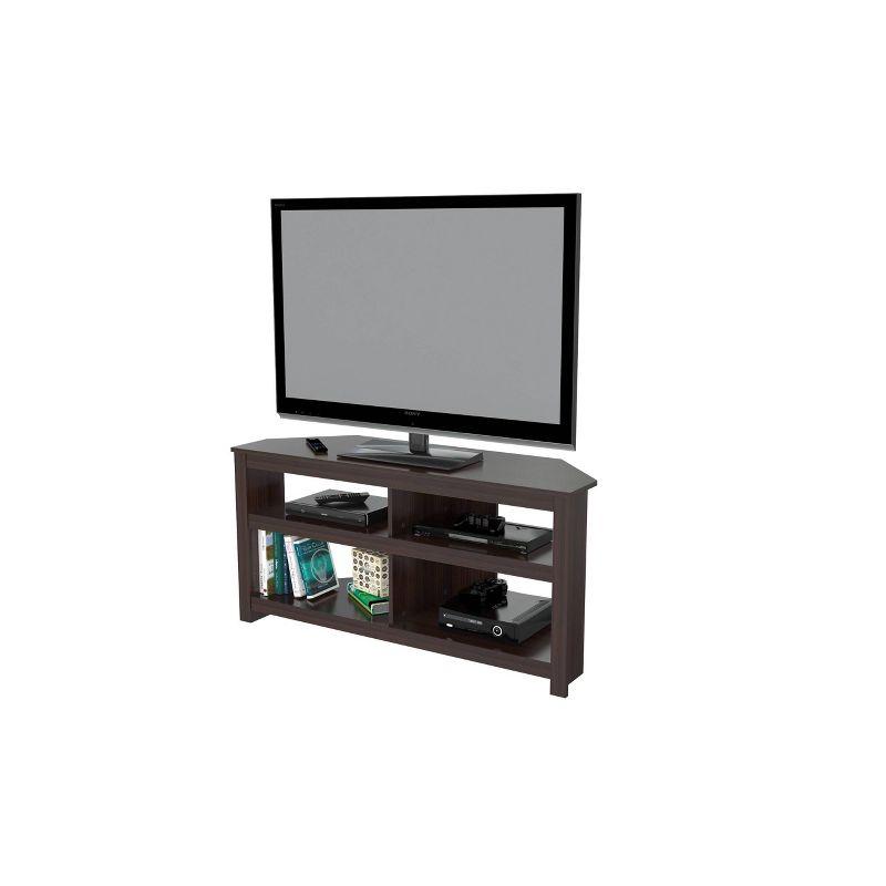 Espresso Melamine Corner TV Stand with Cabinet for 60" TVs