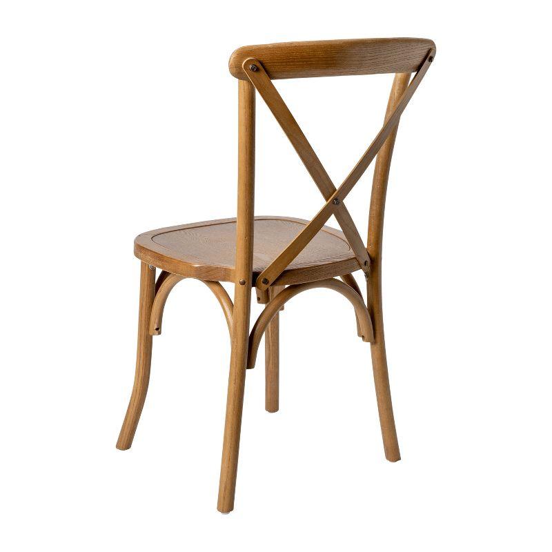 Pecan Wood Cross Back Stackable Dining Chair