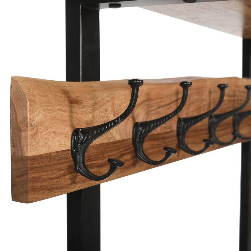 Alpine Hall Tree Natural - Alaterre Furniture: Acacia Wood, Metal Legs, Storage, 7 Hooks