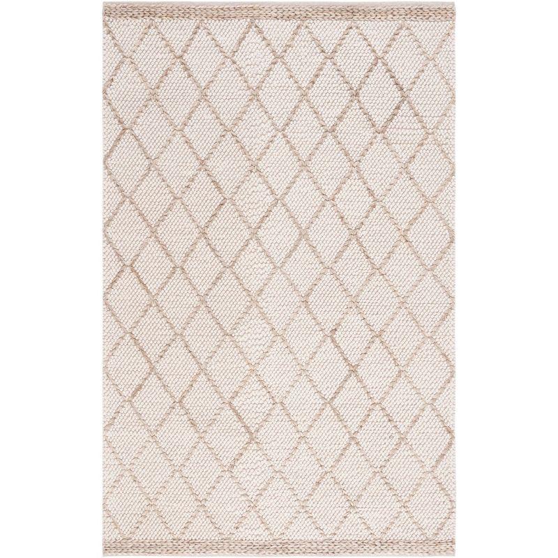 Ivory and Natural Handwoven Wool Area Rug, 3' x 5'