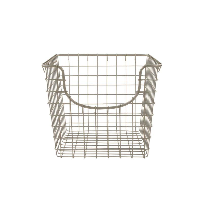 Vintage Chic Satin Nickel Scoop Wire Storage Basket