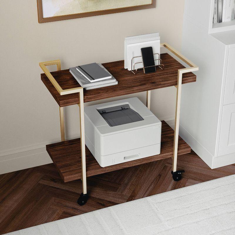 Ulery Martha Stewart Liam Mobile 2 Tier Home Office Printer Cart with Side Storage