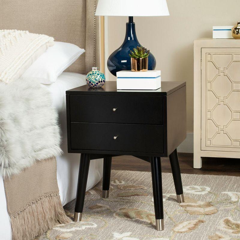 Lyla Black/Silver Transitional 2-Drawer Nightstand