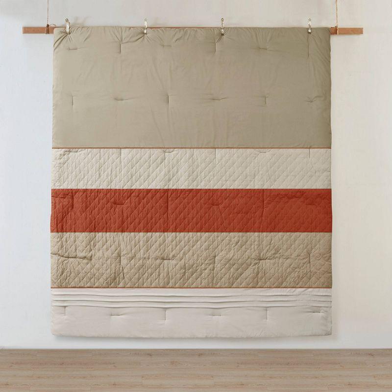 Madison Park Jenson 7 Piece Color Block Stripe Comforter Set with Throw Pillows