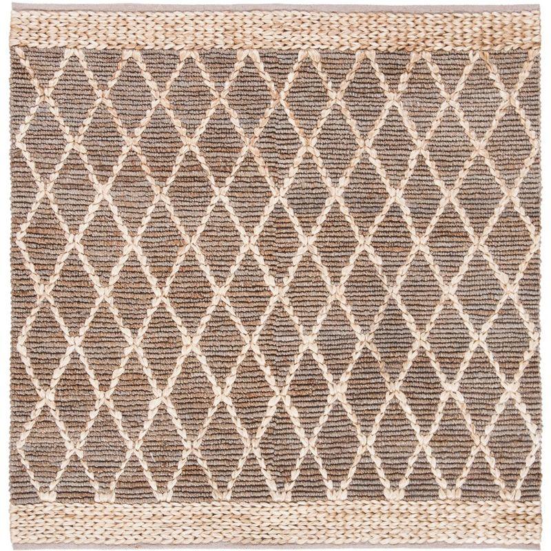 Natural Fiber NF951 Hand Loomed Indoor Area Rug - Natural/Grey - 6'x6' - Safavieh
