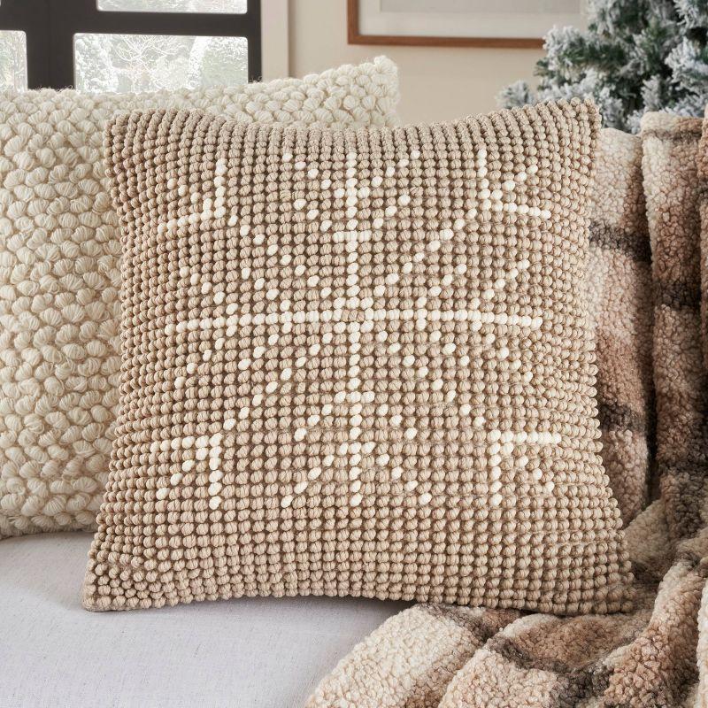 20"x20" Oversize Holiday Loop Snowflake Indoor Square Throw Pillow - Mina Victory