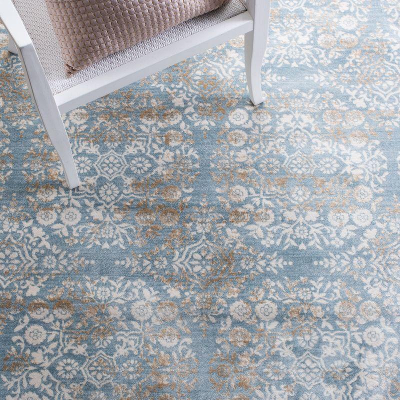 Denim Blue and Ivory Geometric Hand-knotted Area Rug