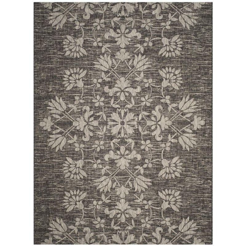 Elegant Gray Synthetic Rectangular Flat Woven Indoor/Outdoor Rug