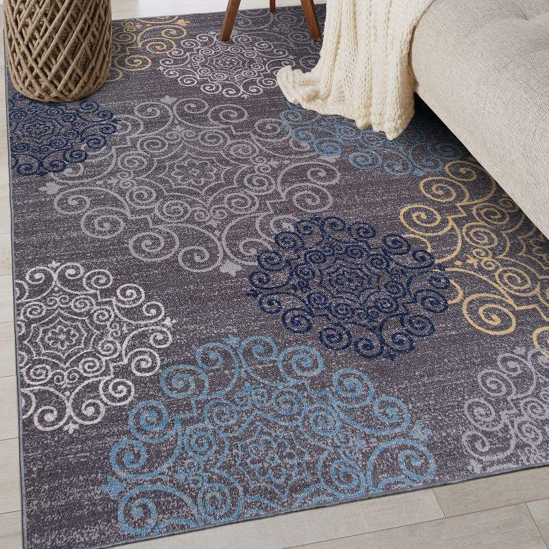 World Rug Gallery Modern Floral Swirl Design Non-Slip (Non-skid) Area Rug