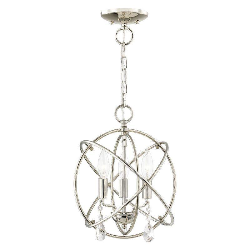 Polished Nickel Mini Chandelier with Clear Crystals