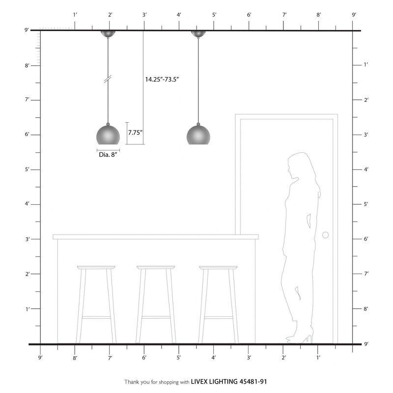 Livex Lighting Stockton 1 - Light Pendant in  Brushed Nickel/Polished Chrome