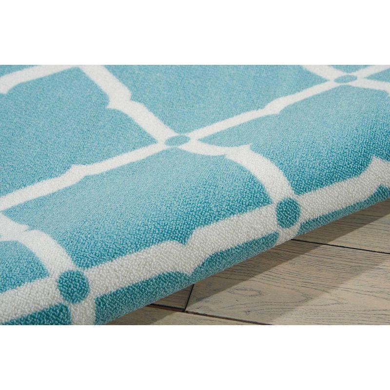 Aqua Floral Bliss 5' x 7' Synthetic Indoor/Outdoor Area Rug