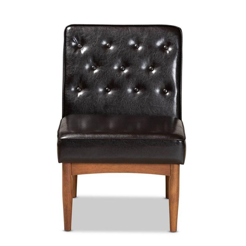 Riordan Wood Dining Chair Dark Brown/Walnut Brown - Baxton Studio: Faux Leather Upholstery, Armless Design