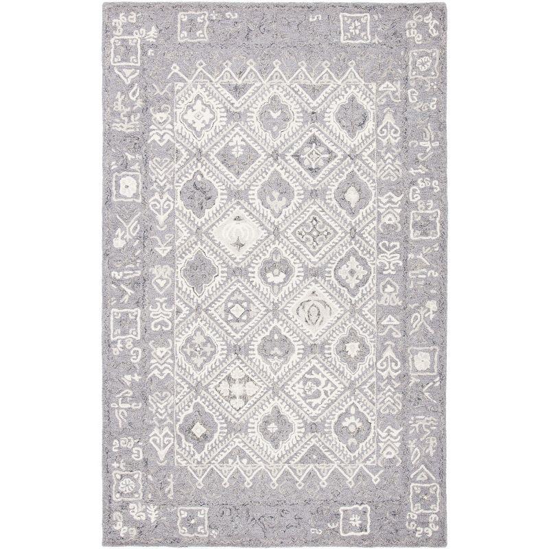 Ivory and Gray Handmade Wool Tufted Area Rug