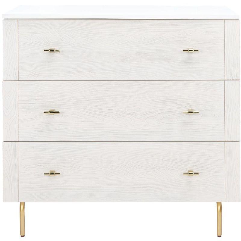 Genevieve 3 Drawer Dresser - White/White Washed - Safavieh