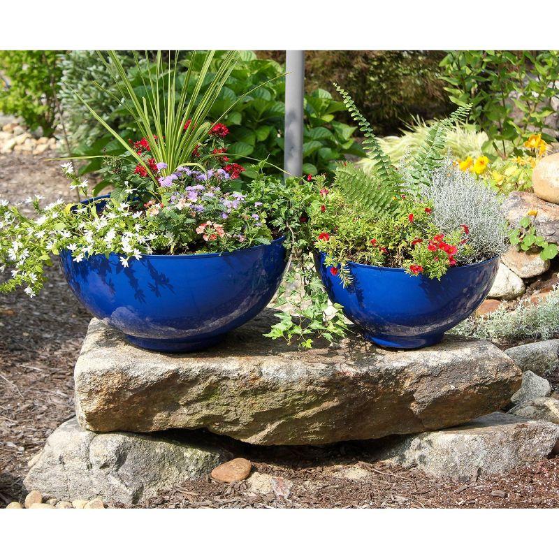 French Blue 24" Galvanized Steel Bowl Planter