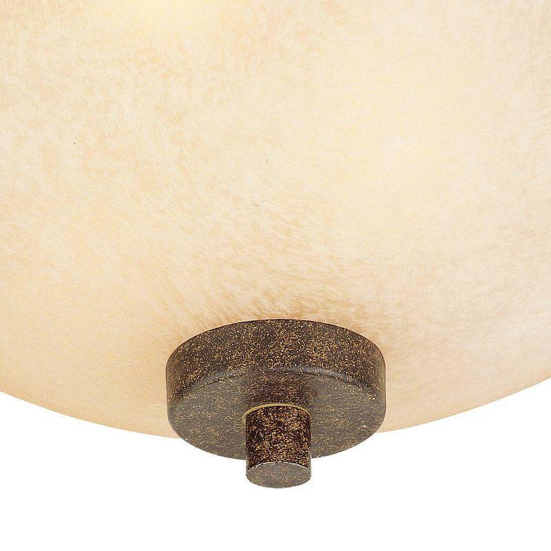 Franklin Iron Works Oak Valley Rustic Farmhouse Flush Mount Ceiling Light Fixture 15" Wide Modern Bronze 3-Light Cream Scavo Glass Bowl for Bedroom