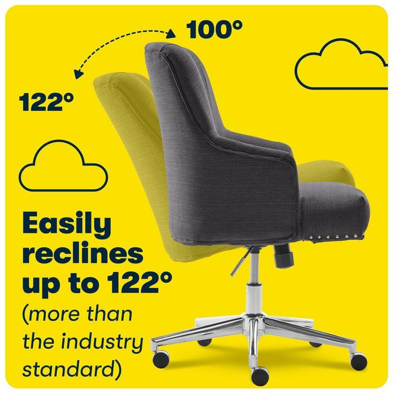 Style Leighton Home Office Chair Inviting Graphite - Serta: Mid-Back, Twill Fabric, Adjustable