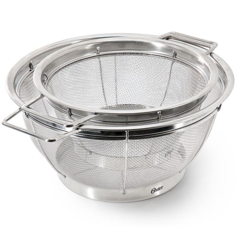 Oster Baldwyn 2 Piece 11 inch and 8.75 Inch Round Stainless Steel Mesh Colander Set