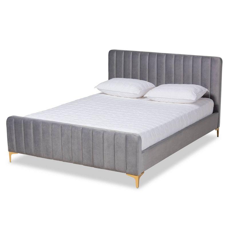 Nami Velvet Platform Bed - Baxton Studio