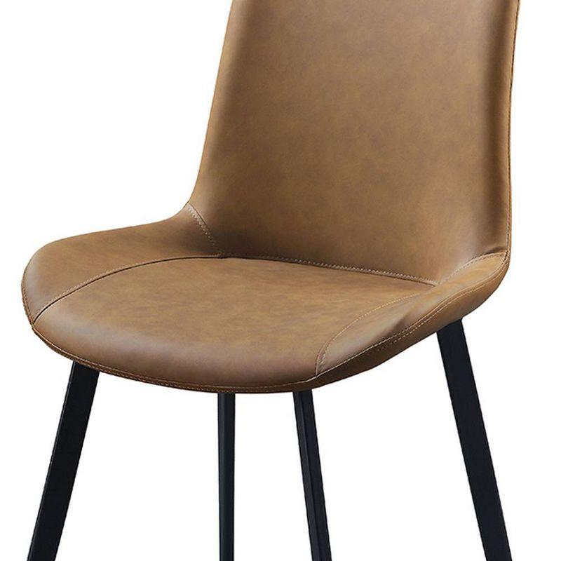 Abiram 21" Dining Chairs Brown - Acme Furniture: Upholstered Side, Kitchen, Metal Frame, Leather Textile