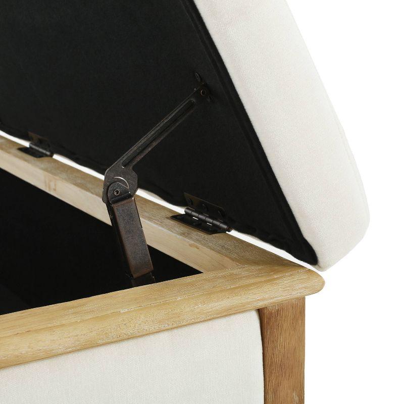Christopher Knight Home Abilene Storage Ottoman - Beige: Linen Upholstered, Wood Frame, Rectangular Shape, 250lbs Capacity