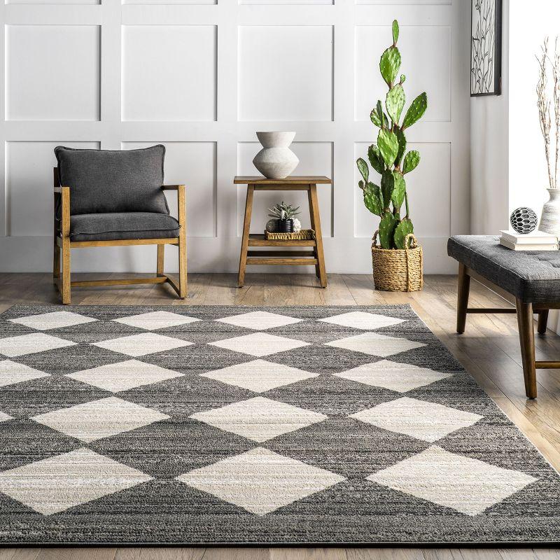 Nuloom Gianna Geometric 5 Square Indoor Area Rug for Living Room Bedroom Dining Room, Grey/Ivory