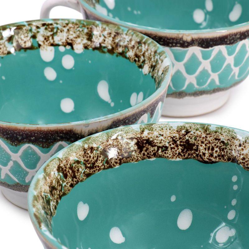 Meritage Otis 6 Piece 27 Ounce Stoneware Soup Bowl with Handle Set in Turquoise