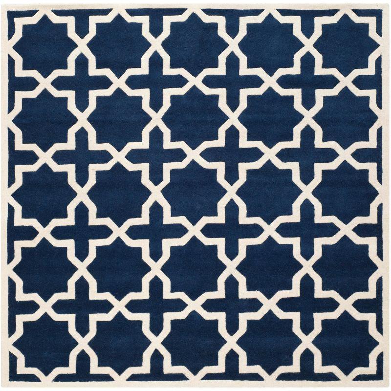 Hand-Tufted Multicolor Wool Square Area Rug - 47"