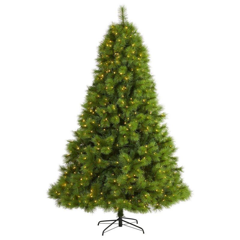 8ft Green Pine Prelit LED Artificial Christmas Tree with Metal Stand