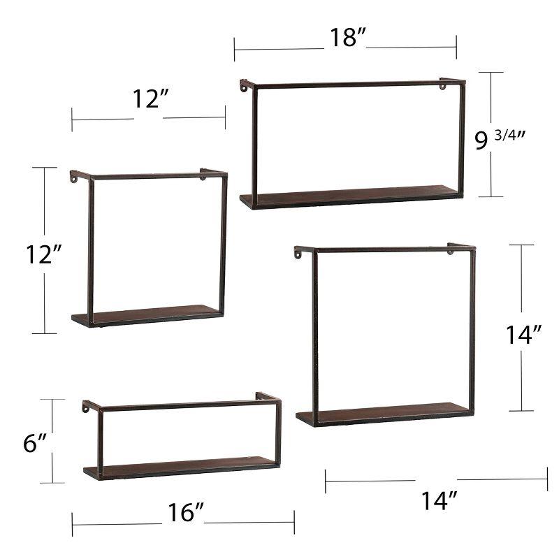 Holly & Martin Zyther Metal Wall Shelves - 4pc Set - Antique Black/Brown - SEI