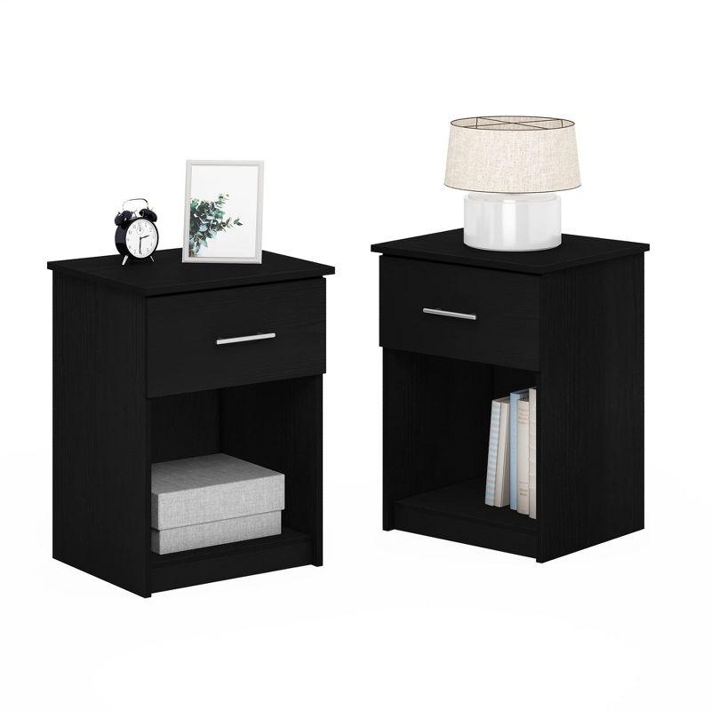 Americano Modern White Wood Nightstand Set of 2 with Drawer