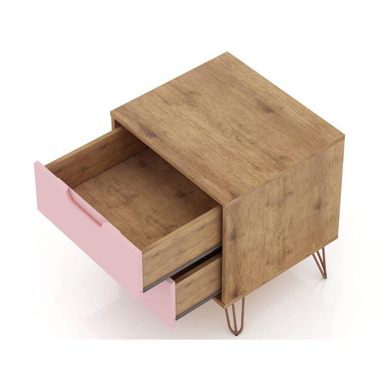 Rockefeller Dresser and Nightstand Set Pink - Manhattan Comfort: MDF Composite, 5-Drawer Storage