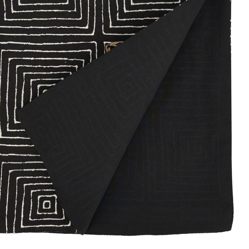 Black and Beige Embroidered Maze Cotton Table Runner