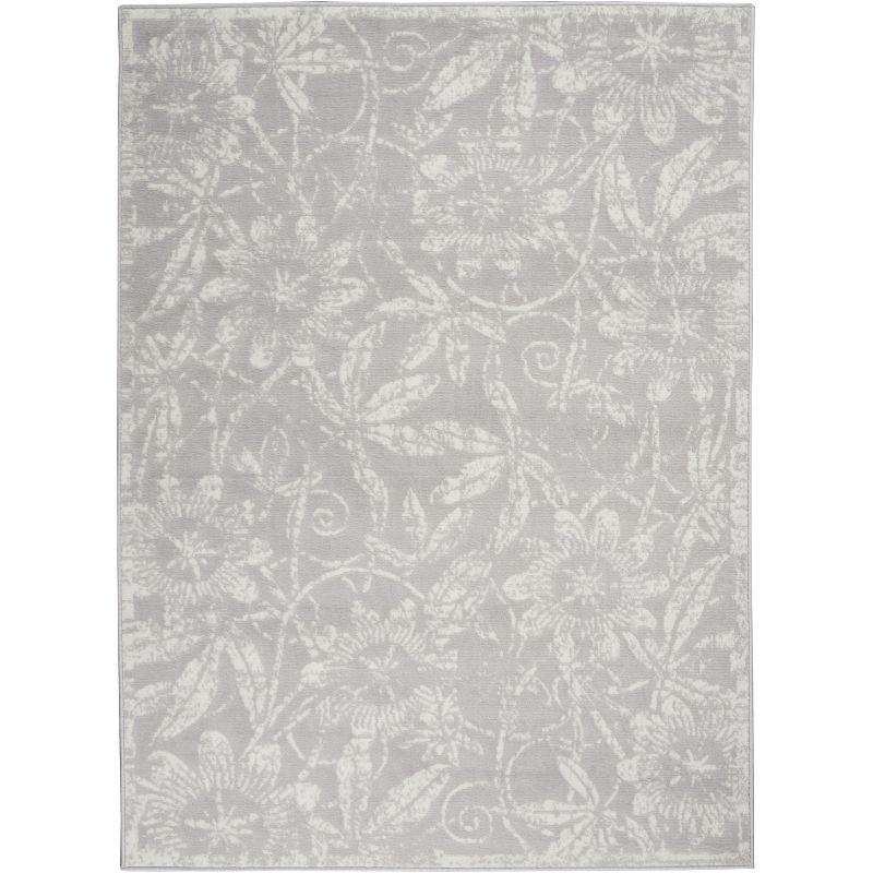 Enchanted Floral Grey 6' x 9' Synthetic Flat Woven Area Rug