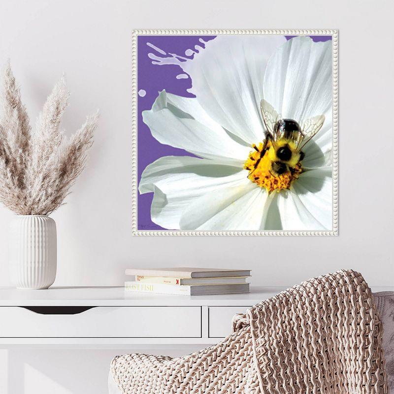 Flower Pop IV White and Purple Canvas Wall Art with Floater Frame