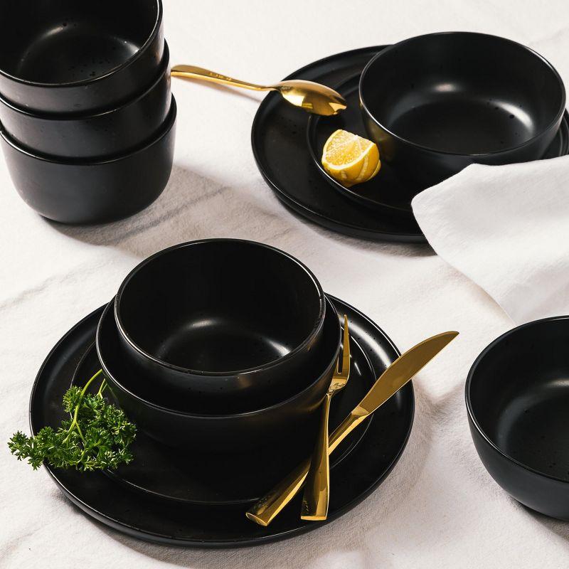 Gibson Elite James Street 16 Piece Stoneware Matte Reactive Double Bowl Dinnerware Set