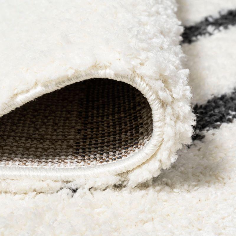 2'x10' Alaro Berber Stripe Shag Runner Rug, White - JONATHAN Y