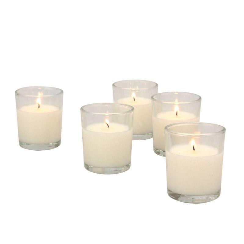 48pk Unscented Long Burning Clear Glass Wax Candles Ivory - Stonebriar Collection: Traditional Style, 15hr Burn Time